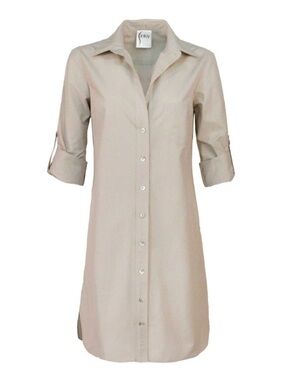 Finley Alex Shirtdress Tan Cream Button Down Roll Cuff Size Small